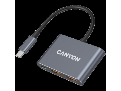 CANYON hub DS-3 3in1 USB-C Dark Grey CNS-TDS3