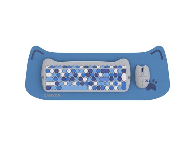 CANYON HSET-W6 EN Keyboard+Mouse Kitty Edition AAA+АА Wireless Blue CNS-HSETW6BL