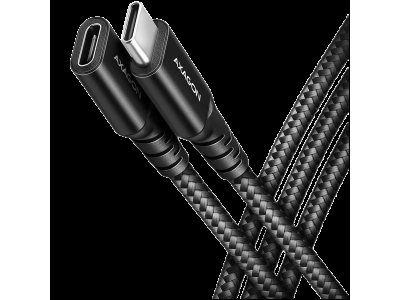 Axagon Extension USB 20Gbps cable length 1 m. PD 240W, 5A, 8K HD video. Black braided. BUCM32-CF10AB