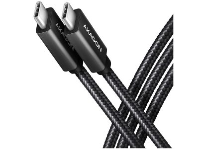 Axagon Data and charging USB 3.2 Gen 1 cable length 2 m. PD 60W, 3A. Black braided. BUCM3-CM20AB