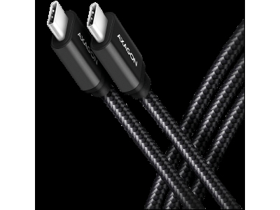 Axagon Data and charging USB 3.2 Gen 1 cable length 1 m. PD 60W, 3A. Black braided. BUCM3-CM10AB