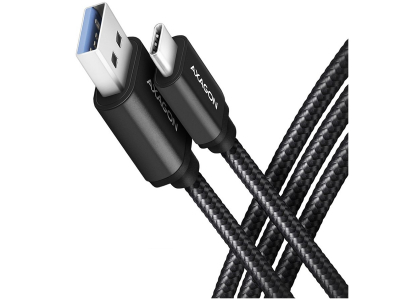 Axagon Data and charging USB 3.2 Gen 1 cable lengh 1 m. 3A. Black braided. BUCM3-AM10AB