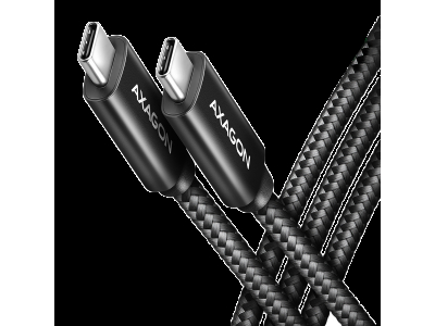 Axagon Data and charging USB 480Mbps cable length 2.5 m. PD 240W, 5A. Black braided. BUCM2-CM25AB