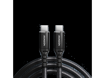 Axagon Data and charging USB 2.0 cable length 2 m. PD 60W, 3A. Black braided. BUCM-CM20AB