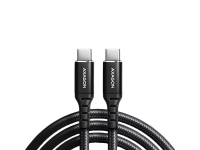 Axagon Data and charging USB 2.0 cable 1.5 m long. PD 60W, 3A. Black braided. BUCM-CM15AB