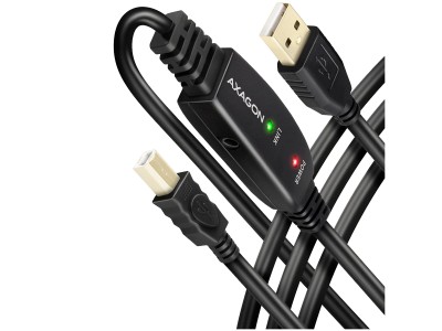 Axagon ADR-215B Active connection USB 2.0 A-M > B-M cable, 15 m long. Power supply option. ADR-215B