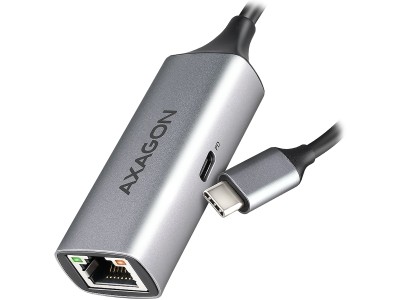 AXAGON ADE-TXPD USB-C USB3.2 Gen 1 -  Gigabit Ethernet + PD 100W, Switch comp., metal, grey ADE-TXPD