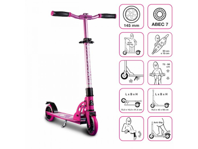 Six Degrees Aluminium Scooter skrejritenis 145 mm, rozā