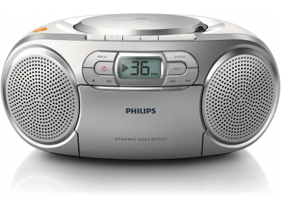 PHILIPS CD magnetola ar kaseti, sudraba