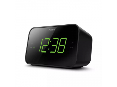 PHILIPS radio pulkstenis, melns