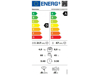 Electrolux veļas mašīna ar žāvētāju (front.ielāde), 8 kg