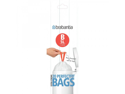 BRABANTIA atkritumu tvertņu maisiņi, 5 l, (B) (20maisi rullītī) White