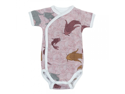 Lodger Romper Empire Fish kokvilnas bodijs ar īsām piedurknēm, Nocture, 68 cm