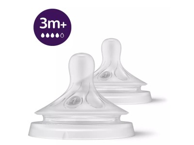 Philips Avent Natural Response pudeļu silikona knupīši, ātra plūsma, 3m+ (2 gab.)