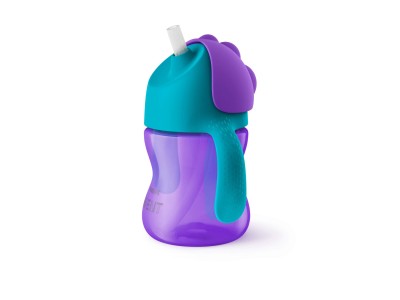 Philips Avent Krūzīte ar elastīgu salmiņu, 200 ml, 9M+, lillā
