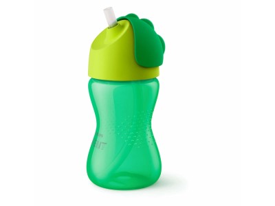 Philips Avent Krūzīte ar elastīgu salmiņu, 300 ml, 12M+, zaļa