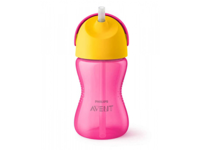 Philips Avent Krūzīte ar elastīgu salmiņu, 300 ml, 12M+, rozā