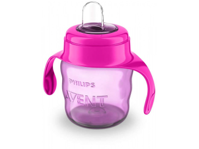 Philips Avent Easy Sip mācību krūzīte ar rokturiem,  6M+, 200ml, silikona snīpis, rozā
