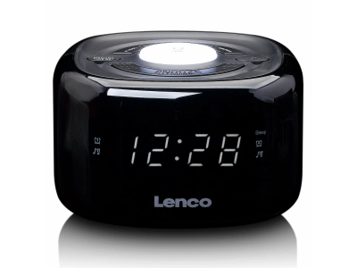 Lenco radio pulkstenis, ar nakts gaismu, balts