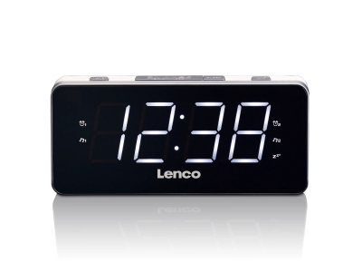 Lenco radio pulkstenis, ar lielu displeju, balts
