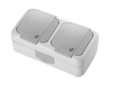 VIKO by Panasonic Mitrumdroša IP54 Dubultā elektrības kontaktligzda [rozete] ar zemējumu pelēka