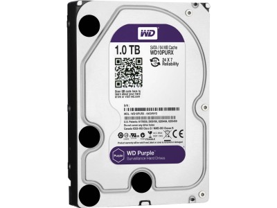 WESTERN DIGITAL 1.0TB Atmiņas HDD, SATA disks, Purple series, Videonovērošanas iekārtām
