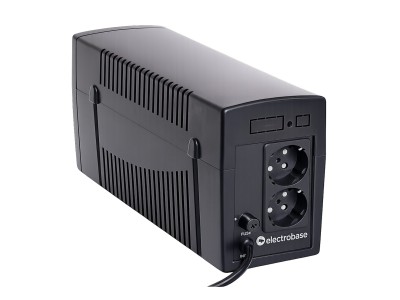 ElectroBase ® 650VA / 390W  Line-Interactive UPS | Nepārtrauktās barošanas bloks | LED, 1x7Ah, izmēri 100*280*140