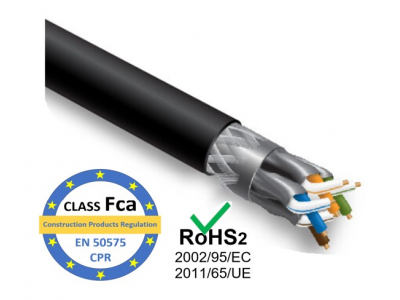 ElectroBase ® LAN Datortīklu kabelis, CAT7 S/FTP outdoor High speed cable/ 10Gbit/ PE jacket | black | 500m