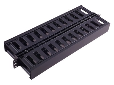 ProBase™ 1U kabeļu organizators 19" komutācijas skapim, plastmasas, divpusējs