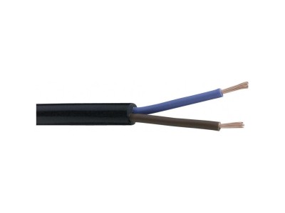 ElectroBase ® OMY 2x0.75 lokans elektrības kabelis ar vara dzīslu. Paredzēts lietošanai iekštelpās. Melns