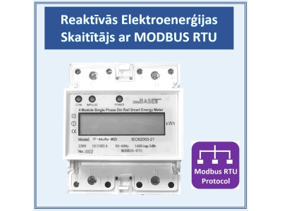 ProBase™ Reaktīvās Enerģijas un Jaudas Vienfāzes Elektrības Skaitītājs, 100A, Modbus RTU RS485, 4DIN