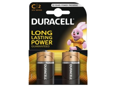 Duracell LR14/C baterijas 1.5V Duracell Alkaline MN1400 iepakojumā 2 gb.