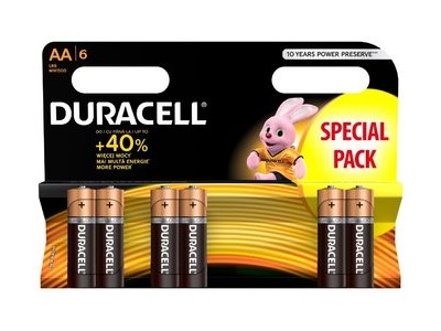 Duracell AA (LR6) baterijas 1.5V Duracell BASIC sērija Alkaline MN1500 iepakojumā 6 gb.