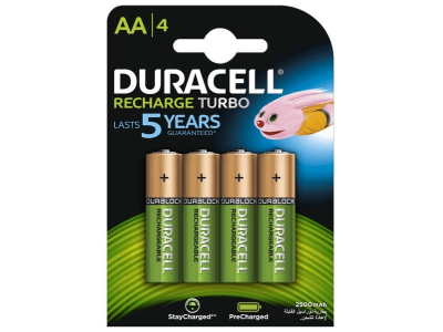Duracell R6/AA akumulatori 1.2V Duracell Recharge sērija Ni-MH HR6 2500 mAh iepakojumā 4 gb.