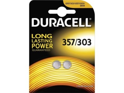 Duracell 357 baterijas 1.5V Duracell sudraba-oksīda SR44/AG13 iepakojumā 1 gb.