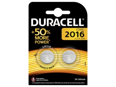 Duracell CR2016 baterijas 3V Duracell litija DL2016 iepakojumā 2 gb.
