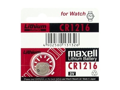 Maxell CR1216 baterijas 3V Maxell litija CR1216 iepakojumā 1 gb.