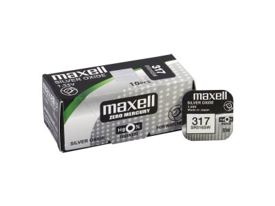 Maxell 317 baterijas 1.55V Maxell sudraba-oksīda SR516SW iepakojumā 1 gb.