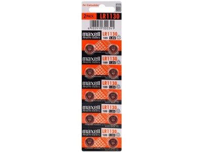 Maxell G10 baterijas 1.5V Maxell Alkaline LR1130/LR54 iepakojuma 10 gb.