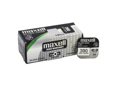 Maxell 390 baterijas 1.55V Maxell sudraba-oksīda SR1130SW, 389 iepakojumā 1 gb.