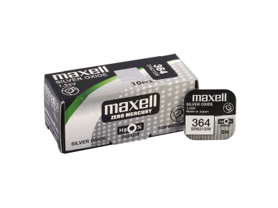 Maxell 364 baterijas 1.55V Maxell sudraba-oksīda SR621SW iepakojumā 1 gb.