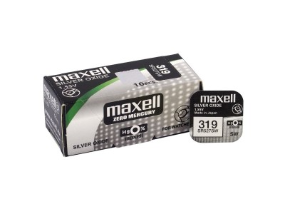 Maxell 319 baterijas 1.55V Maxell sudraba-oksida SR527SW iepakojuma 1 gb.