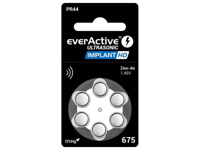 everActive™ Izmērs 675, Dzirdes Aparāta Baterija Implant HD, 1.45V everActive Zn-Air PR44 iepakojumā 6 gb.