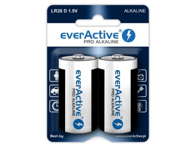 everActive™ LR20/D baterijas 1.5V everActive Pro Alkaline MN1300/E95 iepakojumā 2 gb.