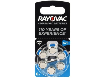 RAYOVAC Izmērs 675, Dzirdes Aparāta Baterija, 1.45V Rayovac Special Zn-Air PR44 iepakojumā 6 gb.