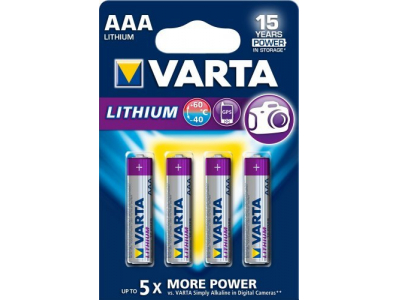 VARTA ® R03/AAA baterijas Varta litija L92/6103 iepakojumā 4 gb.