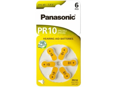 Panasonic Izmērs 10, Dzirdes Aparāta Baterija, Panasonic Zn-Air PR70 iepakojumā 6 gb.