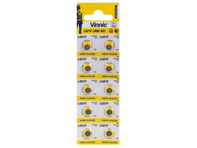 Vinnic G1 baterijas Vinnic Alkaline LR621/AG1 iepakojumā 10 gb.