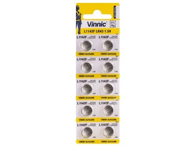 Vinnic G12 baterijas Vinnic Alkaline LR1142/LR43/186 iepakojumā 10 gb.