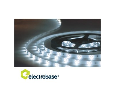  Mitrumizturīgas LED Lentes (12V, 5W/m, tonis 6000K) komplekts ar barošanas bloku. Garums 5 metri.